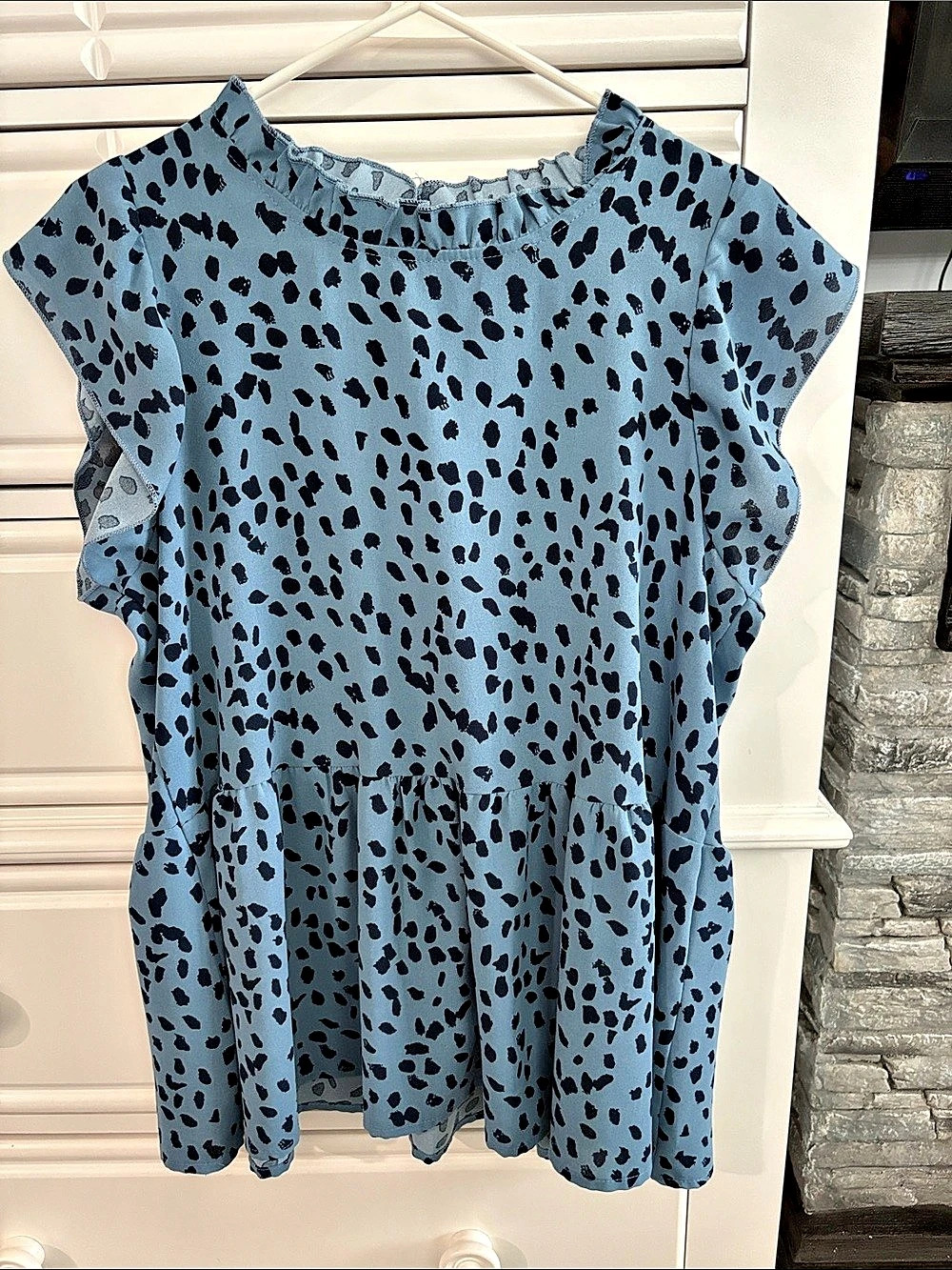 Animal Print Mini Dress in Blue & Black Size Medium